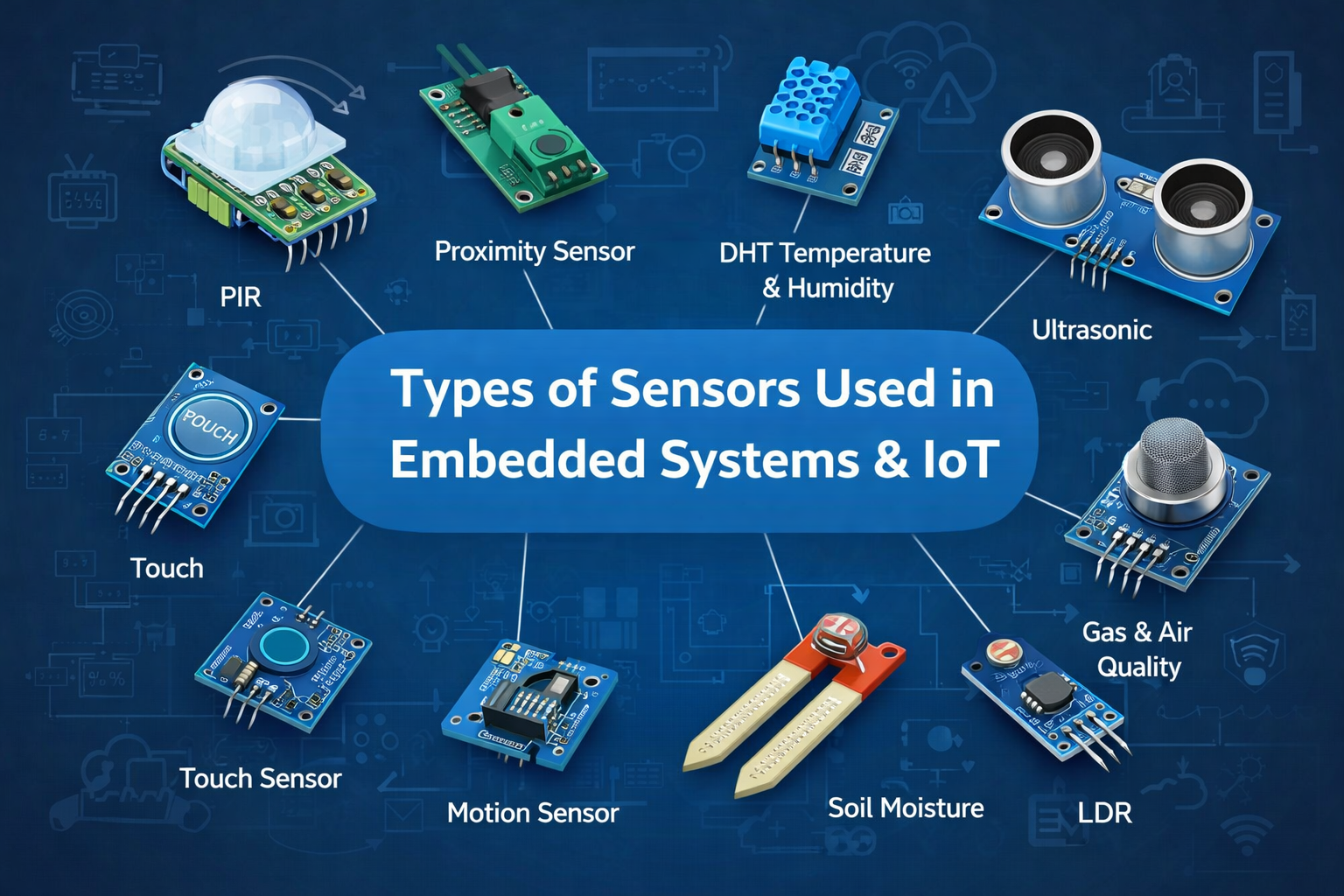 types of sensors used in embedded systems and iot